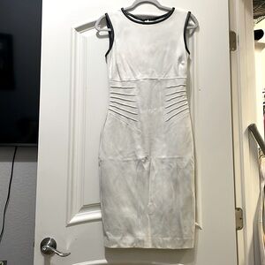 Cache: Off white with black trim design  dress